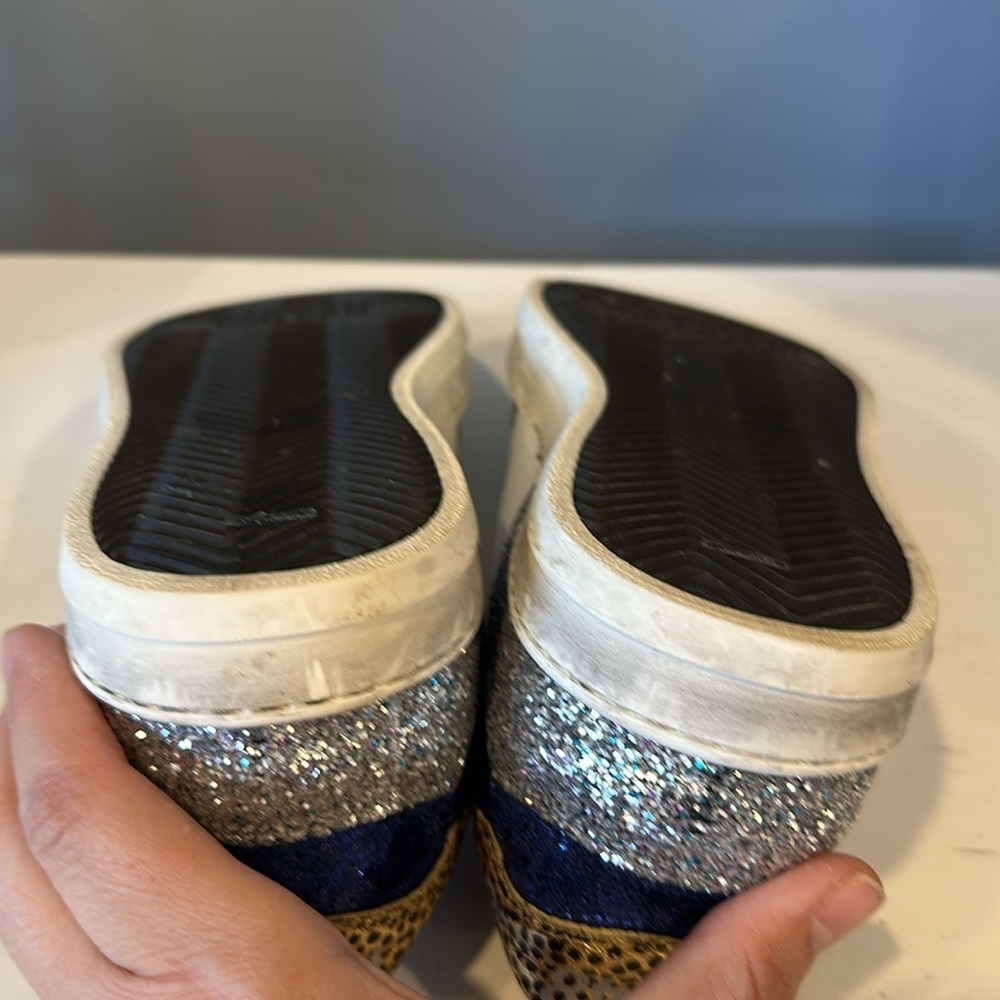 P448 John Sneakers Blue White Gold Leopard 40 - Picture 5 of 8